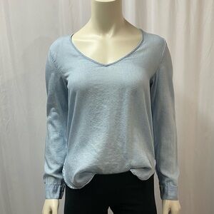 H&M Lightweight Chambray Blouse, Baby Blue,  Size 0